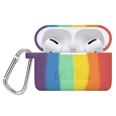 Image of Mississippi Ole Miss Rebels Engraved Compatible with Apple AirPods Pro Case Cover (Rainbow)