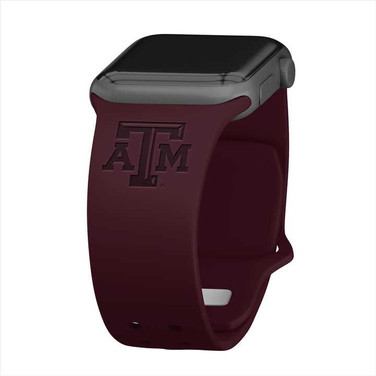 Image of Texas A&M Aggies Engraved Silicone Sport Compatible with Apple Watch Band - Maroon