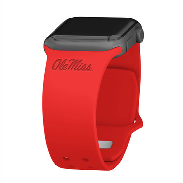 Mississippi Ole Miss Rebels Engraved Silicone Sport Compatible with Apple Watch Band - Red
