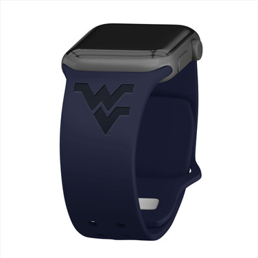 Image of West Virginia Mountaineers Engraved Silicone Sport Compatible with Apple Watch Band - Navy Blue