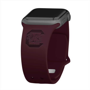 Image of South Carolina Gamecocks Engraved Silicone Sport Compatible with Apple Watch Band - Maroon