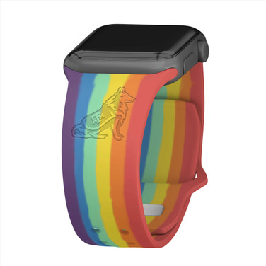 Image of Texas A&M Aggies Engraved Silicone Sport Compatible with Apple Watch Band - Rainbow Reveille