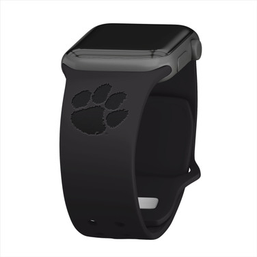 Image of Clemson Tigers Engraved Silicone Sport Compatible with Apple Watch Band - Black