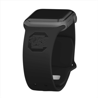 Image of South Carolina Gamecocks Engraved Silicone Sport Compatible with Apple Watch Band - Black