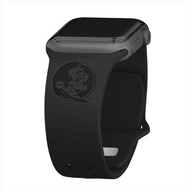 Florida State Seminoles Engraved Silicone Sport Compatible with Apple Watch Band - Black
