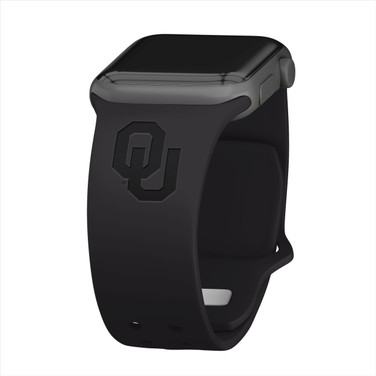 Oklahoma Sooners Engraved Silicone Sport Compatible with Apple Watch Band - Black