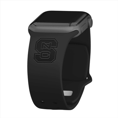 Image of North Carolina State Wolfpack Engraved Silicone Sport Compatible with Apple Watch Band - Black