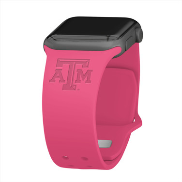 Texas A&M Aggies Engraved Silicone Sport Compatible with Apple Watch Band - Pink