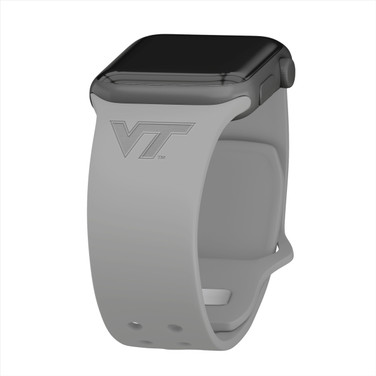 Virginia Tech Hokies Engraved Silicone Sport Compatible with Apple Watch Band - Gray
