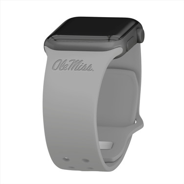 Image of Mississippi Ole Miss Rebels Engraved Silicone Sport Compatible with Apple Watch Band - Gray