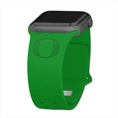Image of Oregon Ducks Engraved Silicone Sport Compatible with Apple Watch Band - Clover