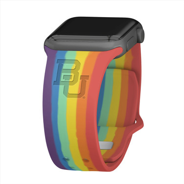 Baylor Bears Engraved Silicone Sport Compatible with Apple Watch Band - Rainbow