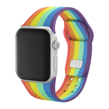 Oregon Ducks Engraved Silicone Sport Compatible with Apple Watch Band - Rainbow