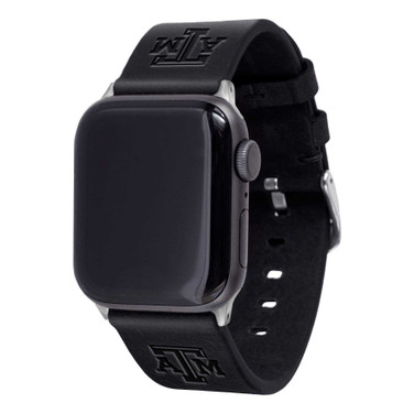 Image of Texas A&M Aggies Leather Compatible with Apple Watchband - Black
