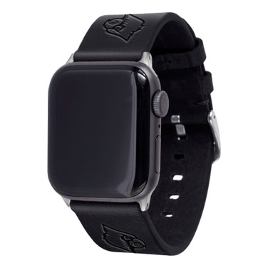 Louisville Cardinals Leather Compatible with Apple Watchband - Black