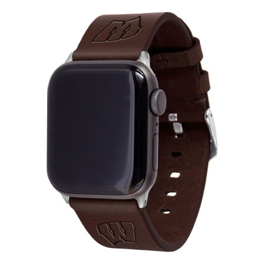 Wisconsin Badgers Leather Band Compatible with Apple Watch - Brown
