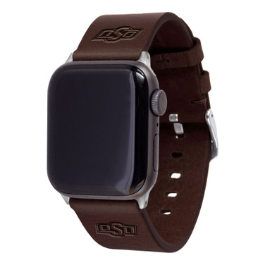 Oklahoma State Cowboys Leather Compatible with Apple Watchband - Brown