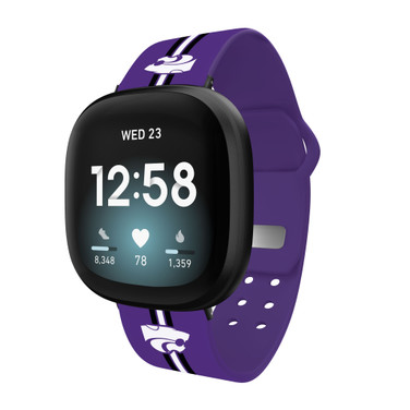 Kansas State Wildcats HD Watch Band Compatible with Fitbit Versa 3 and Sense - Stripes