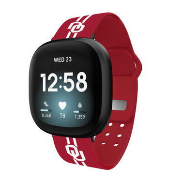 Image of Oklahoma Sooners HD Watch Band Compatible with Fitbit Versa 3 and Sense - Stripes