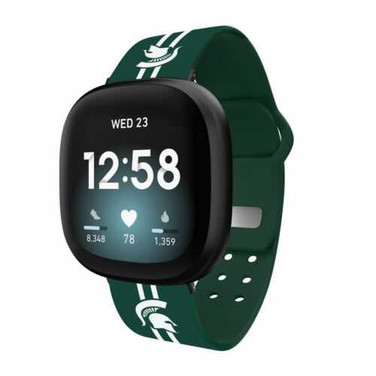 Image of Michigan State Spartans HD Watch Band Compatible with Fitbit Versa 3 and Sense - Repeating