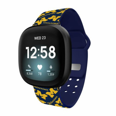 Michigan Wolverines HD Watch Band Compatible with Fitbit Versa 3 and Sense - Repeating