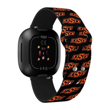 Image of Oklahoma State Cowboys HD Watch Band Compatible with Fitbit Versa 3 and Sense - Repeating