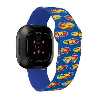 Image of Kansas Jayhawks HD Watch Band Compatible with Fitbit Versa 3 and Sense - Repeating