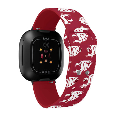 Image of Washington State Cougars HD Watch Band Compatible with Fitbit Versa 3 and Sense - Repeating