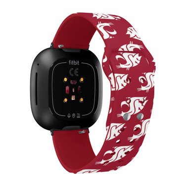 Washington State Cougars HD Watch Band Compatible with Fitbit Versa 3 and Sense - Repeating