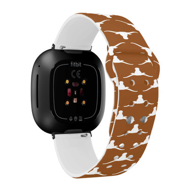 Image of Texas Longhorns HD Watch Band Compatible with Fitbit Versa 3 and Sense - Repeating