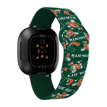 Image of Miami Hurricanes HD Watch Band Compatible with Fitbit Versa 3 and Sense - Random Pattern