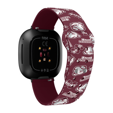 Mississippi State Bulldogs HD Watch Band Compatible with Fitbit Versa 3 and Sense - Random Pattern