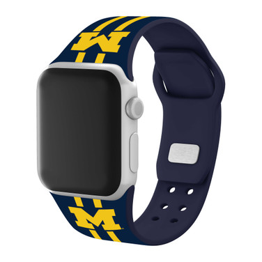 Image of Michigan Wolverines HD Watch Band Compatible with Apple Watch - Stripes