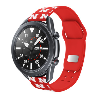Nebraska Huskers HD Watch Band Compatible with Samsung Galaxy Watch - Repeating