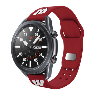 Image of Wisconsin Badgers Silicone Watch Band Compatible with Samsung & More - Crimson
