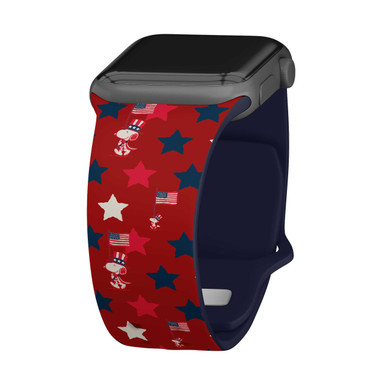Image of Peanuts Patriotic Flag HD Watch Band Compatible with Apple Watch