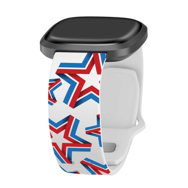 Image of USPS Patriotic Stars HD Watch Band Compatible with Fitbit Versa 3 & Sense