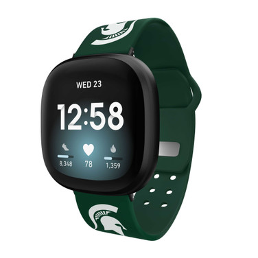 Image of Michigan State Spartans Silicone Watch Band Compatible with Fitbit Versa 3 and Sense (Green)