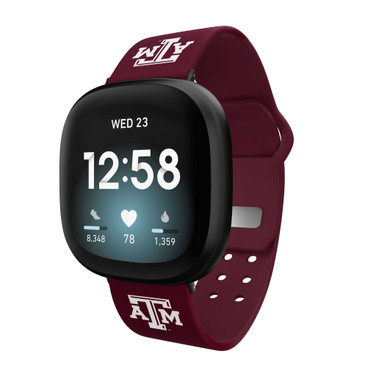 Image of Texas A&M Aggies Silicone Watch Band Compatible with Fitbit Versa 3 and Sense (Maroon)