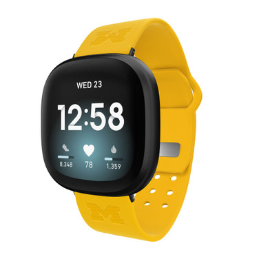 Michigan Wolverines Engraved Silicone Watch Band Compatible with Fitbit Versa 3 and Sense (Yellow)