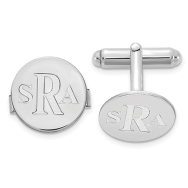 Round Personalized Monogram Cuff Links with Recessed Letters