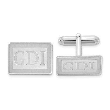 Rectangle Personalized Monogram Cuff Links with Recessed Letters
