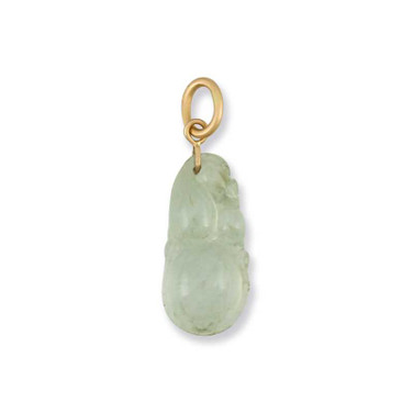 Image of 14K Yellow Gold & Ice Jadeite Jade Carved Gourd Pendant