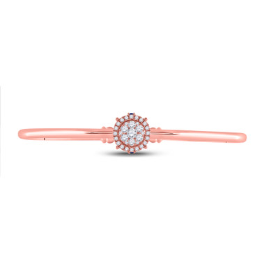 14kt Rose Gold Womens Round Diamond Fashion Cluster Bracelet 1/2 Cttw