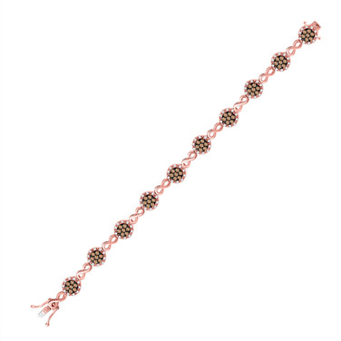 10kt Rose Gold Womens Round Diamond Infinity Link Bracelet 2-1/5 Cttw