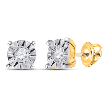 10kt Yellow Gold Womens Round Diamond Miracle Stud Earrings 1/6 Cttw