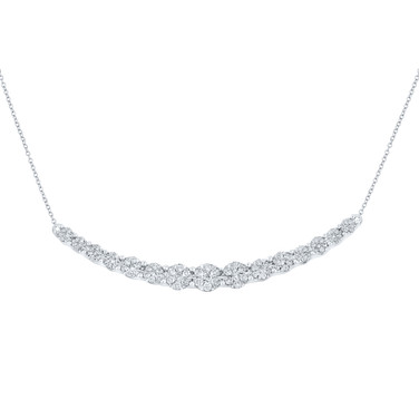 14kt White Gold Womens Round Diamond Graduated Curved Bar Necklace 7/8 Cttw