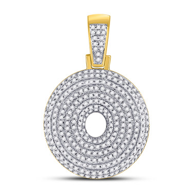 10kt Yellow Gold Mens Round Diamond "O" Letter Pendant 7/8 Cttw Style 149929