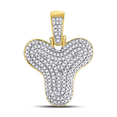 Image of 10kt Yellow Gold Mens Round Diamond "Y" Letter Pendant 1/2 Cttw Style 149940 Style 149940