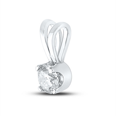 Image of 14kt White Gold Womens Round Diamond Solitaire Pendant 1/2 Cttw